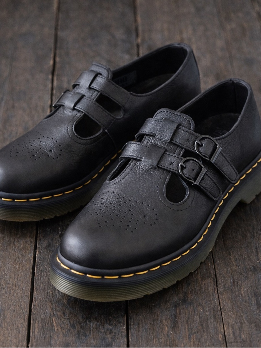 Dr. Martens 8065 Mary Jane Black Leather Double Strap Shoes UK 9 EU 43 US 11